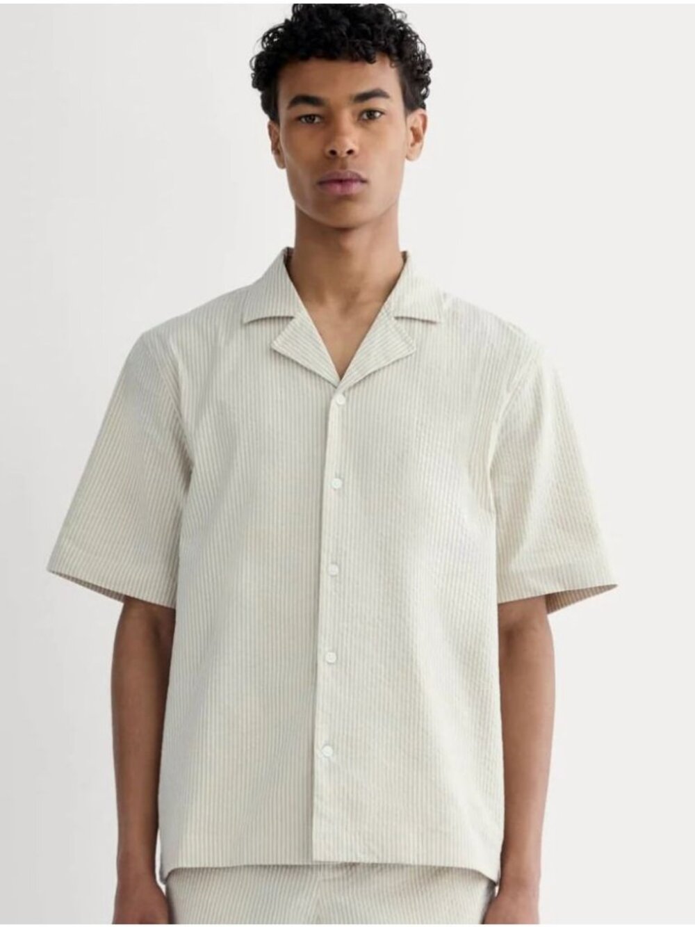 Everlane The Seersucker Resort Shirt Men's Size XL in Trench Coat Khaki NWT!